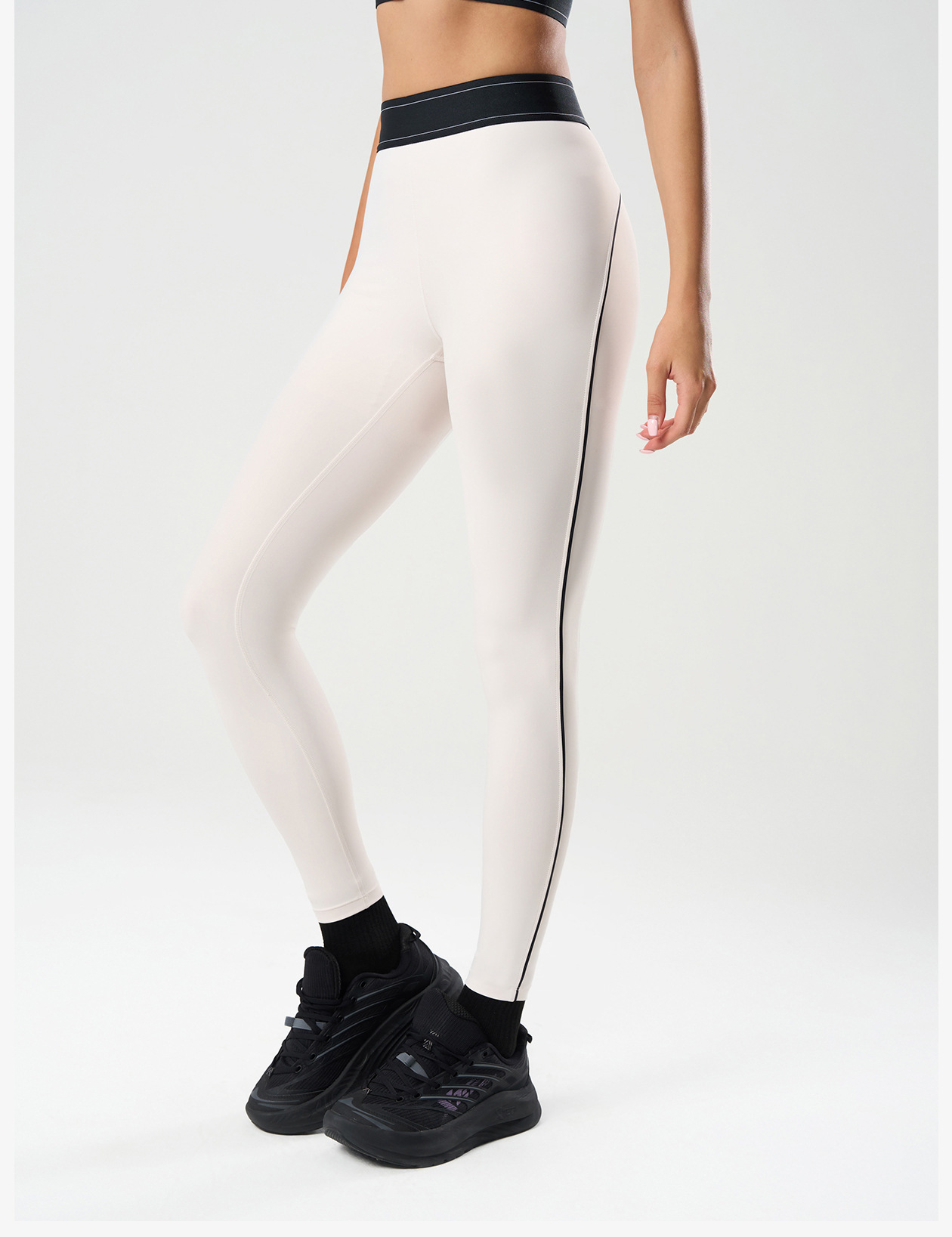 HKRXEC High-Waist Sculpting Leggings with Side Stripe