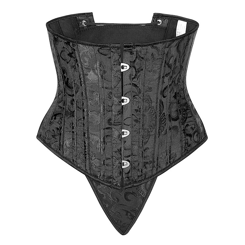 HKRXEC Black Brocade Underbust Corset Top