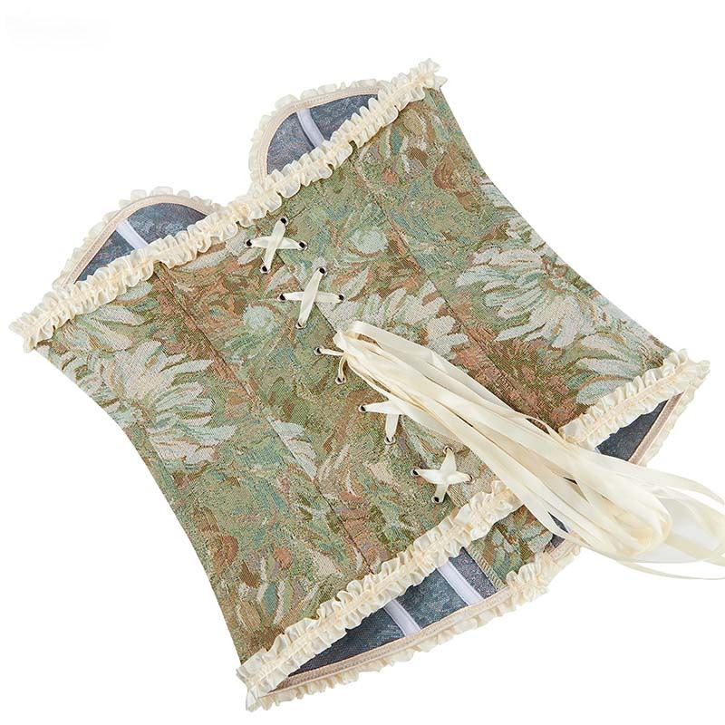 HKRXEC Floral Corset Bustier Top in Cream