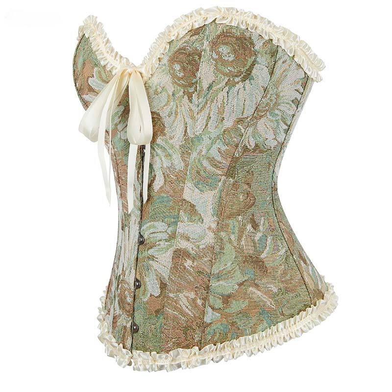HKRXEC Floral Corset Bustier Top in Cream