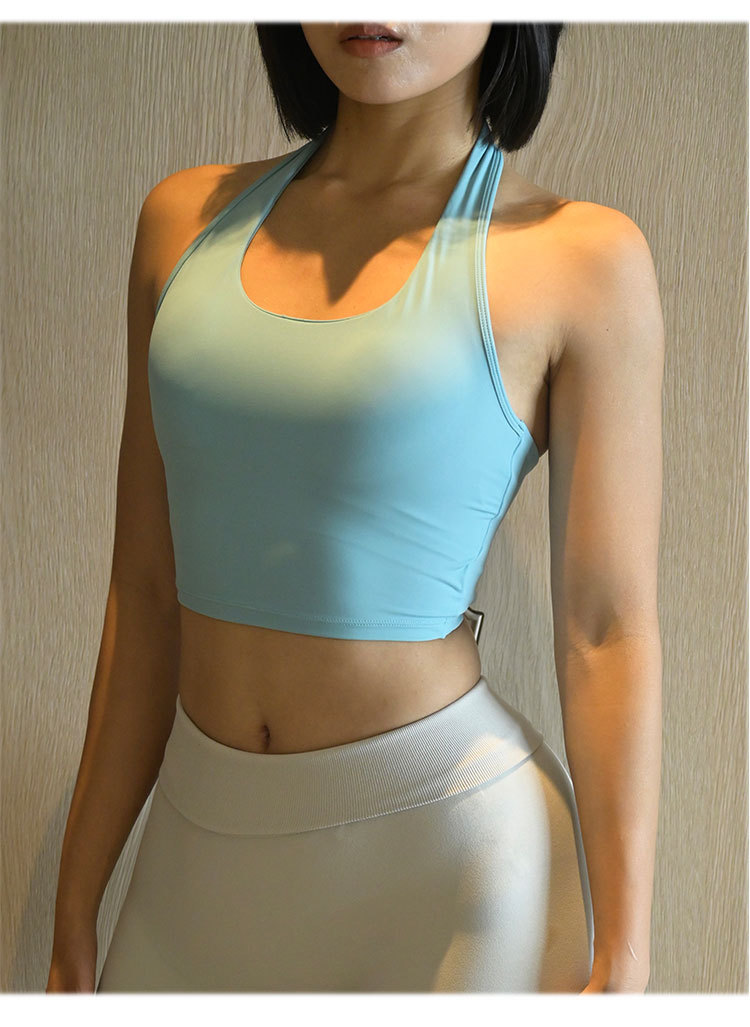 HKRXEC Racerback Sports Bra Crop Top in Light Blue