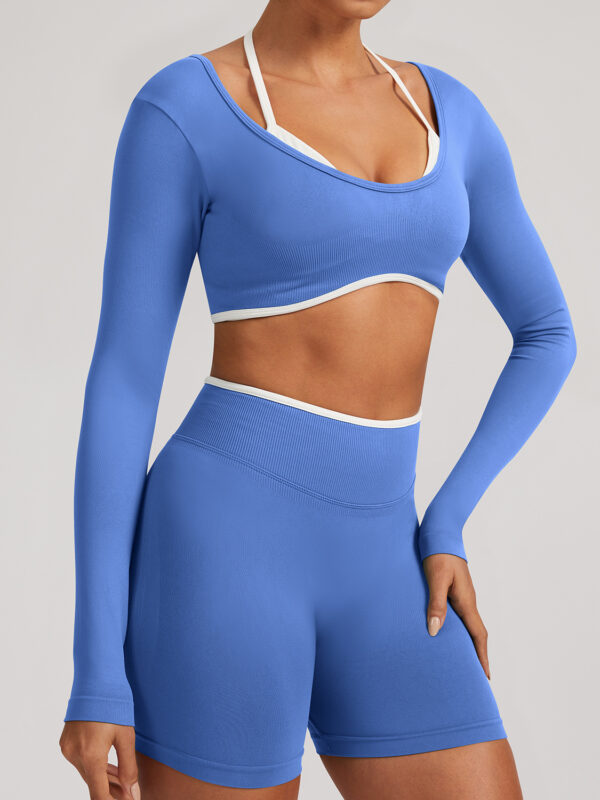 Long-Sleeve Cutout Top and Shorts Activewear Set