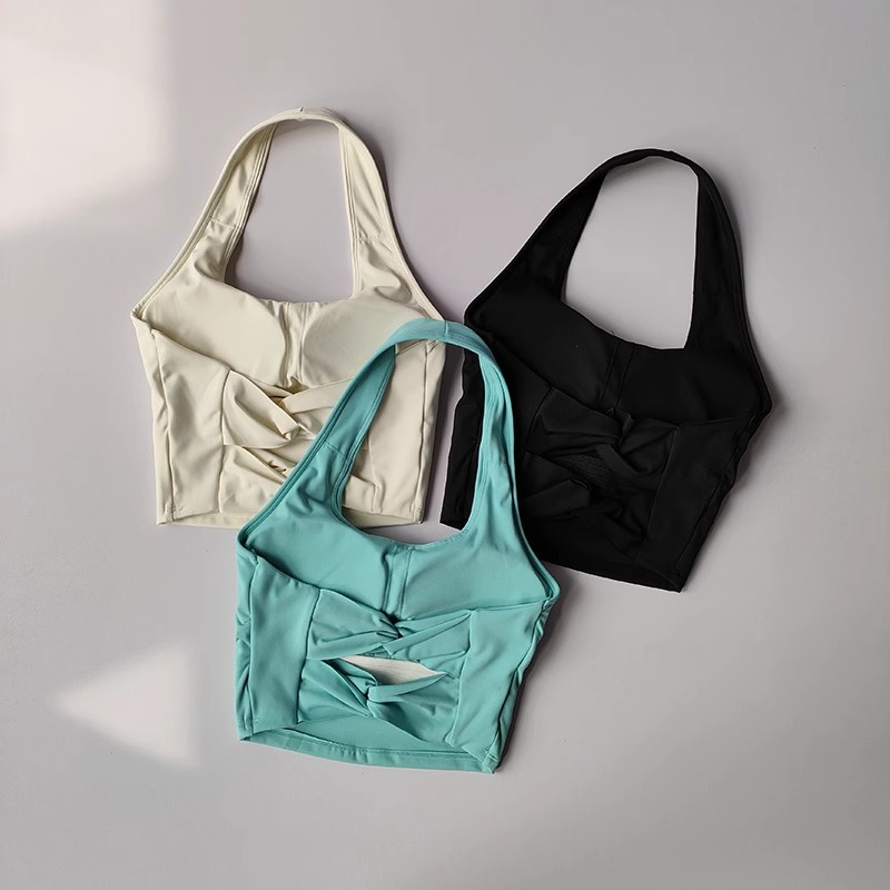 HKRXEC Racerback Sports Bra Crop Top in Light Blue