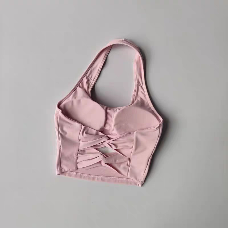 HKRXEC Racerback Sports Bra Crop Top in Light Blue