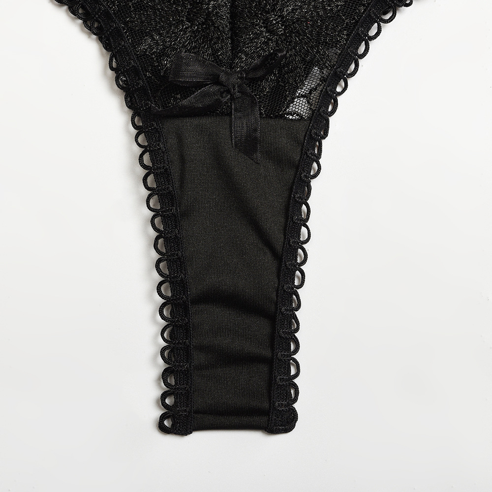 HKRXEC Black Lace Corset Garter Lingerie Set