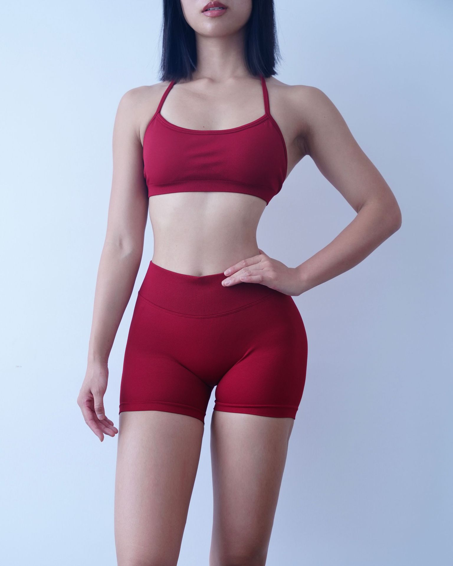 HKRXEC Sports Bra and High-Waist Shorts Activewear Set