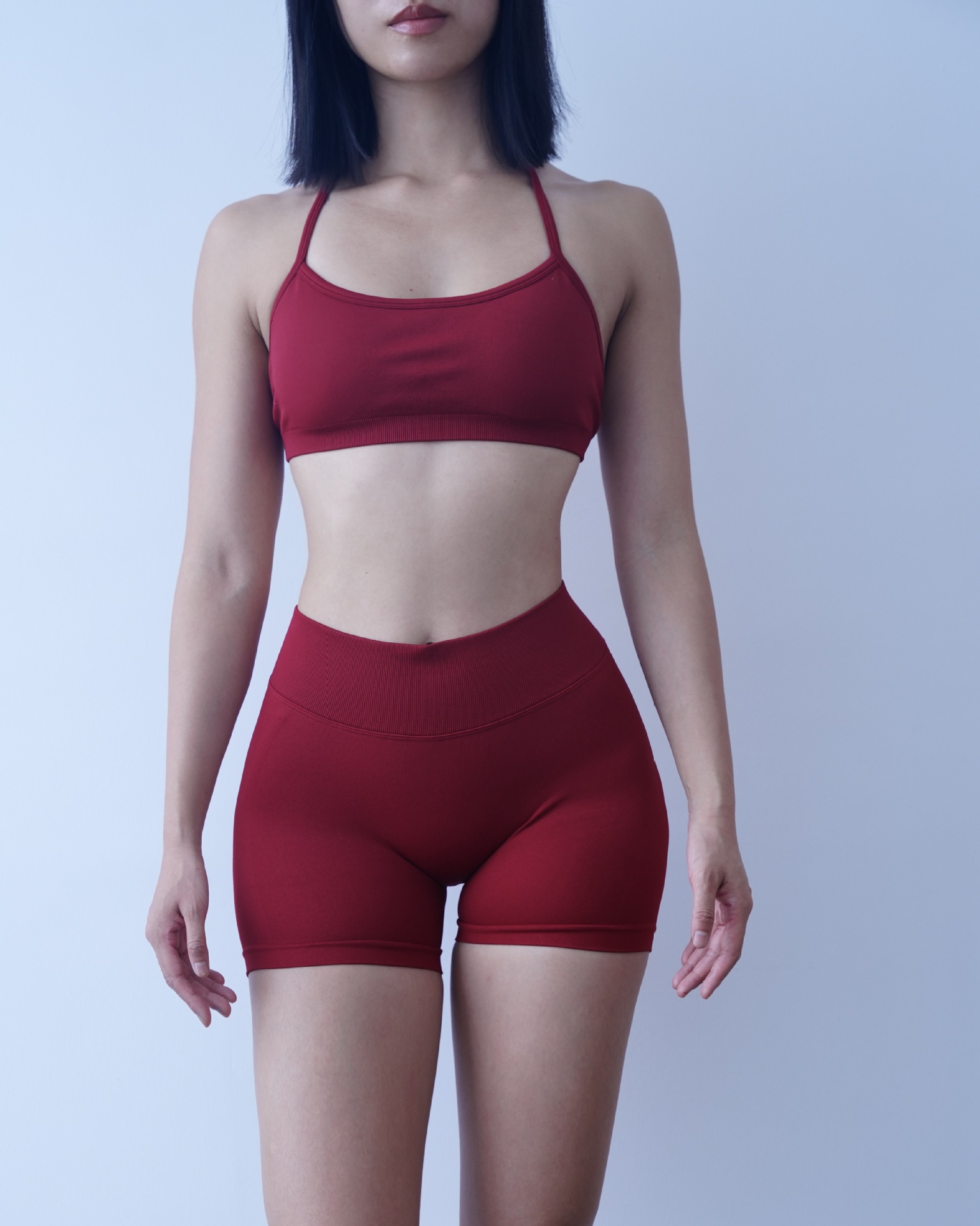 HKRXEC Sports Bra and High-Waist Shorts Activewear Set