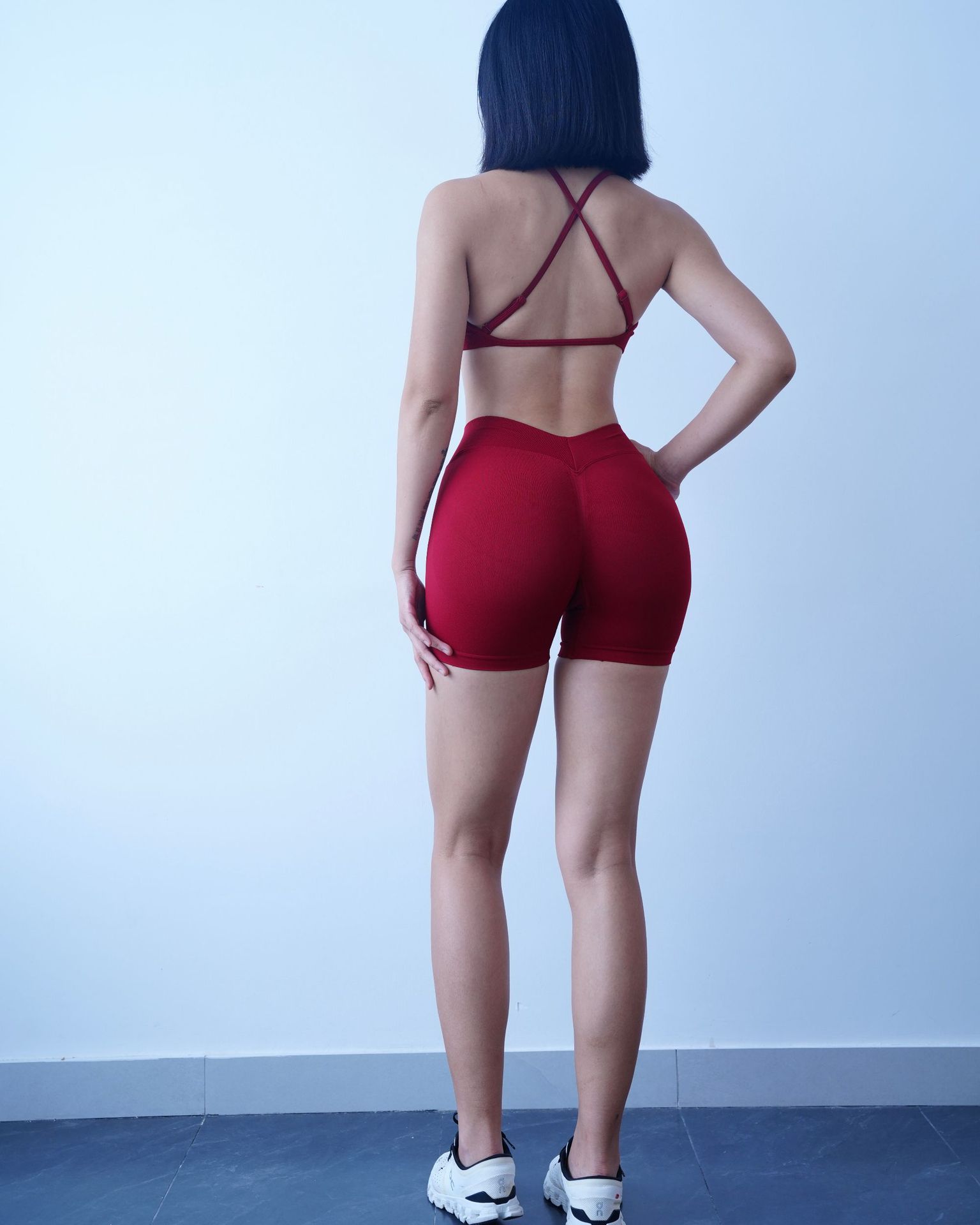 HKRXEC Sports Bra and High-Waist Shorts Activewear Set