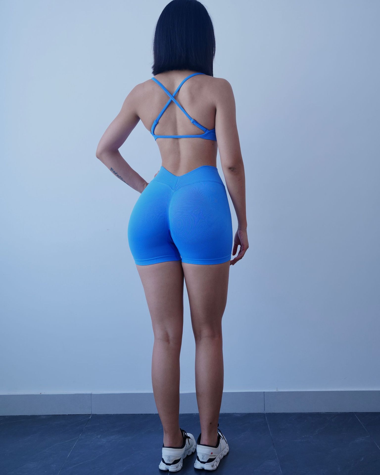 HKRXEC Sports Bra and High-Waist Shorts Activewear Set