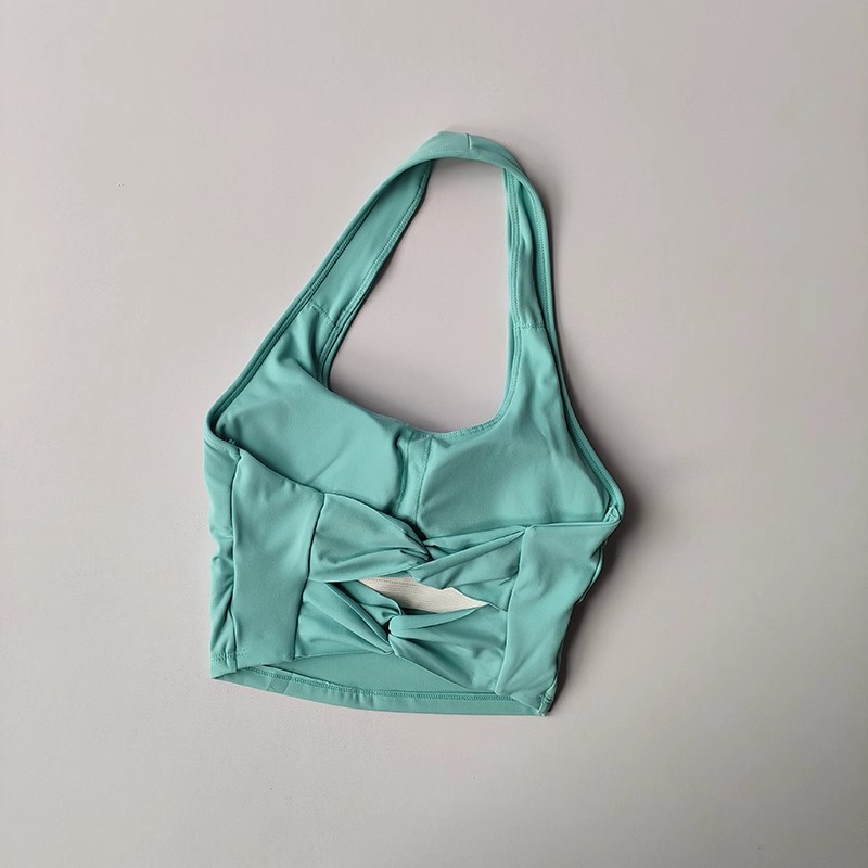 HKRXEC Racerback Sports Bra Crop Top in Light Blue