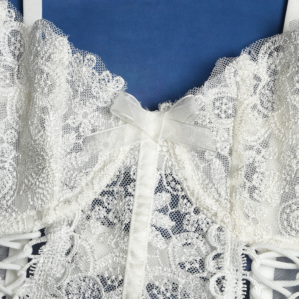 HKRXEC Black Lace Corset Garter Lingerie Set