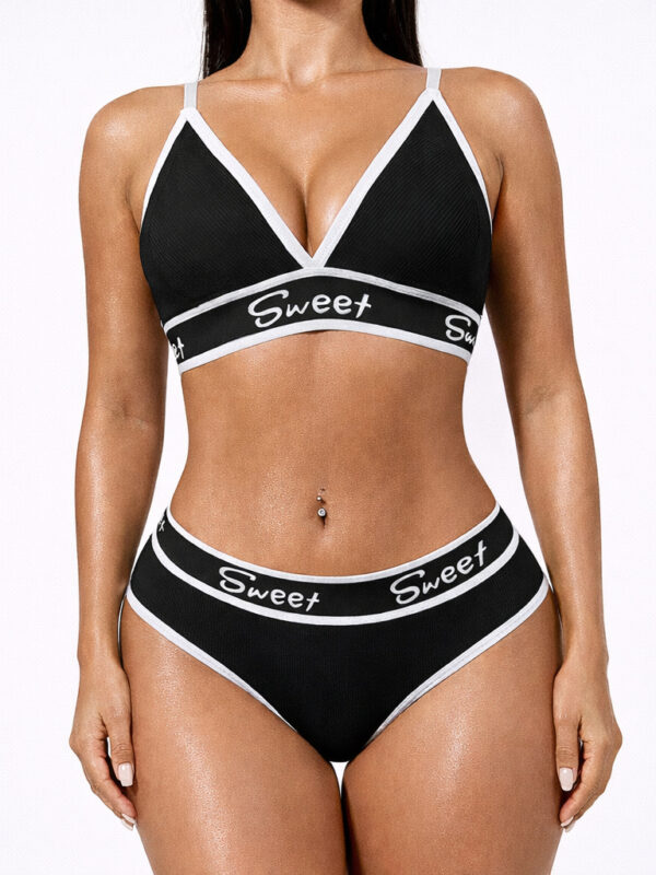 Contrast-Trim Triangle Bra and Brief Set