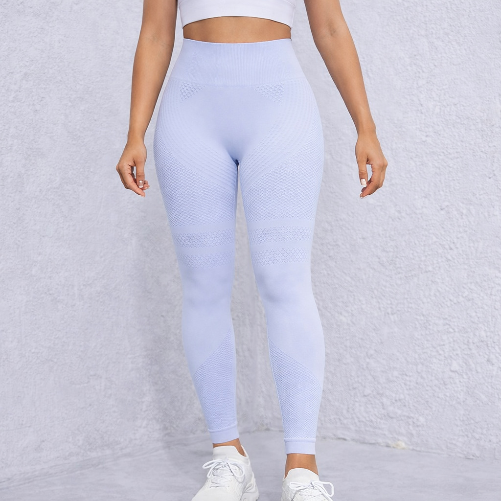 HKRXEC High-Waist Sculpting Leggings in Light Blue