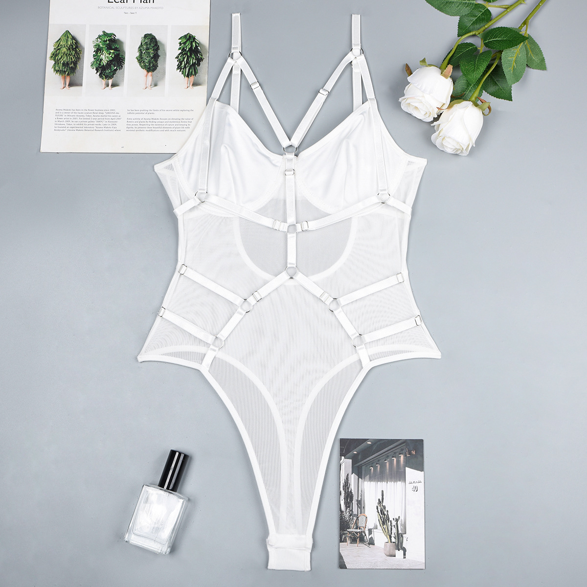 HKRXEC Strappy Sculpting Bodysuit in Red