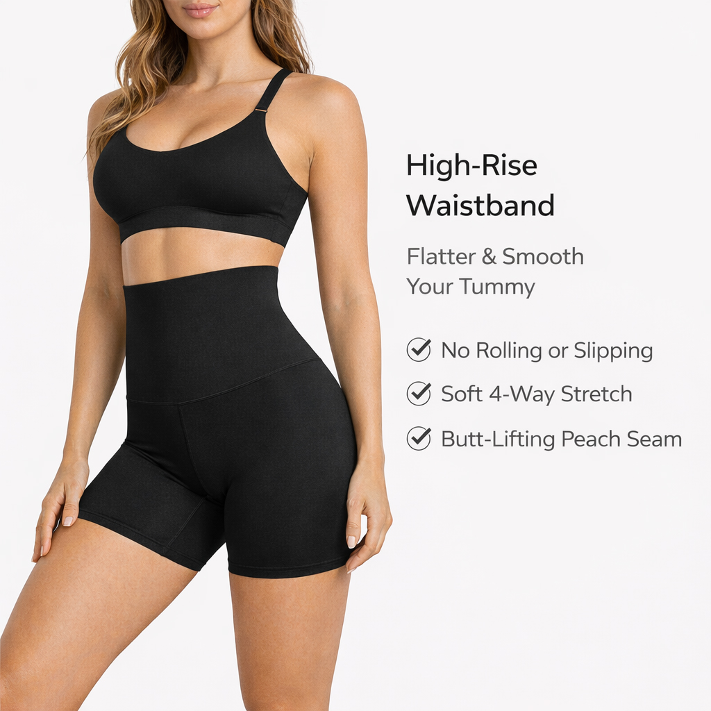 High-waist tummy control gym shorts – hero