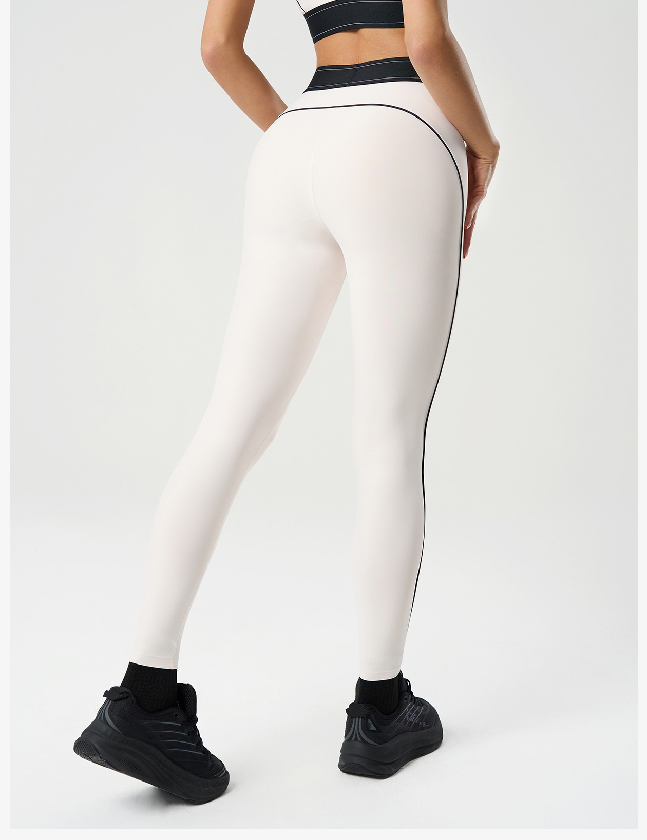 HKRXEC High-Waist Sculpting Leggings with Side Stripe
