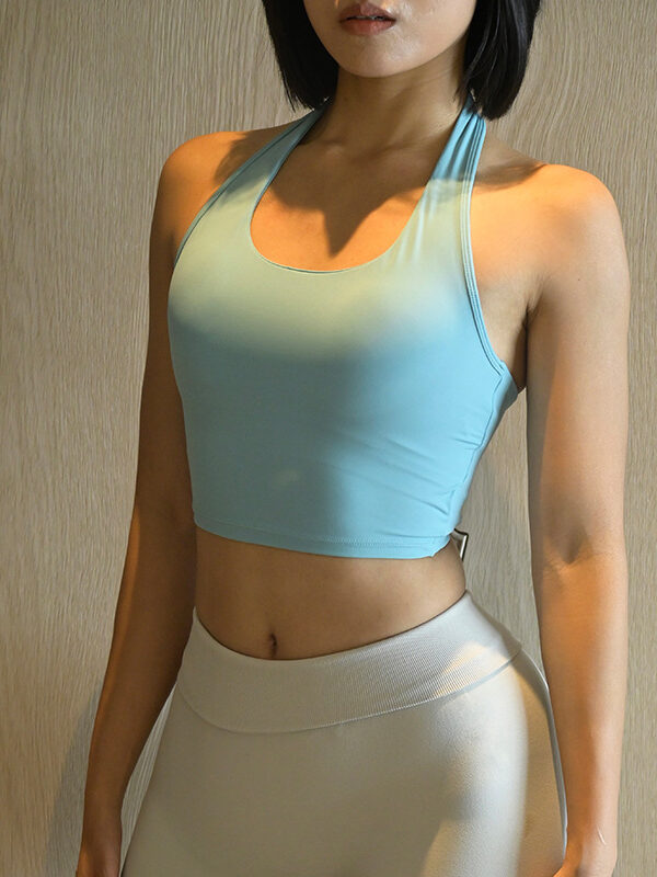 Racerback Sports Bra Crop Top in Light Blue