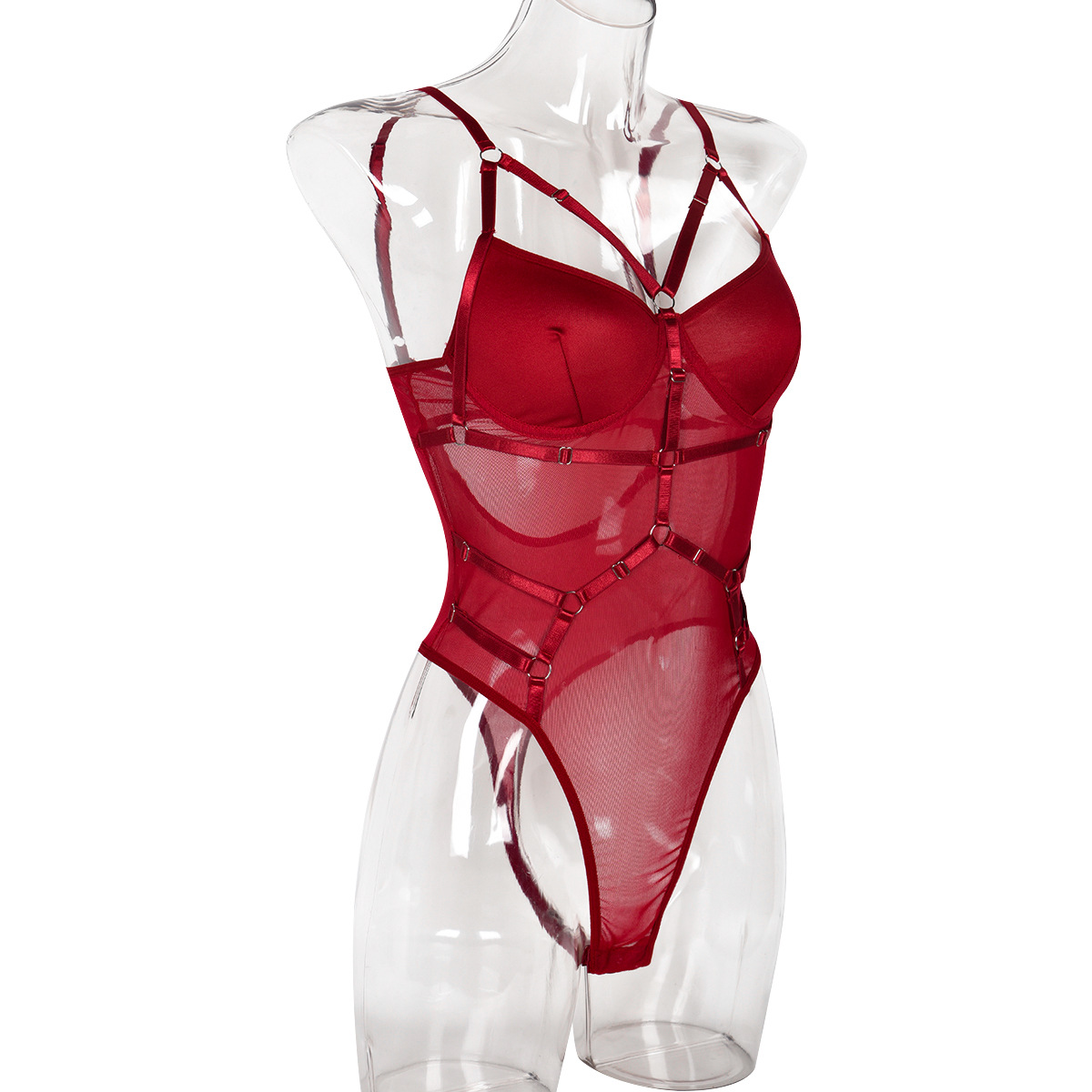 HKRXEC Strappy Sculpting Bodysuit in Red