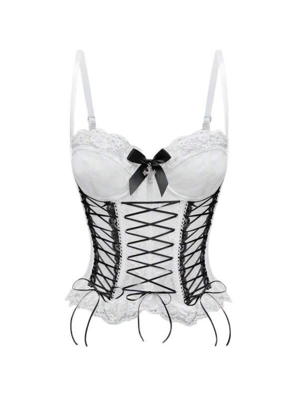 Lace Corset Bustier Top with Garter Straps