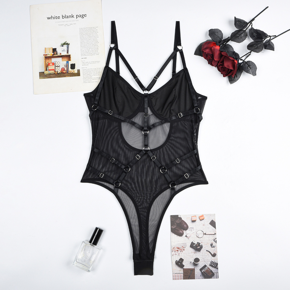 HKRXEC Strappy Sculpting Bodysuit in Red