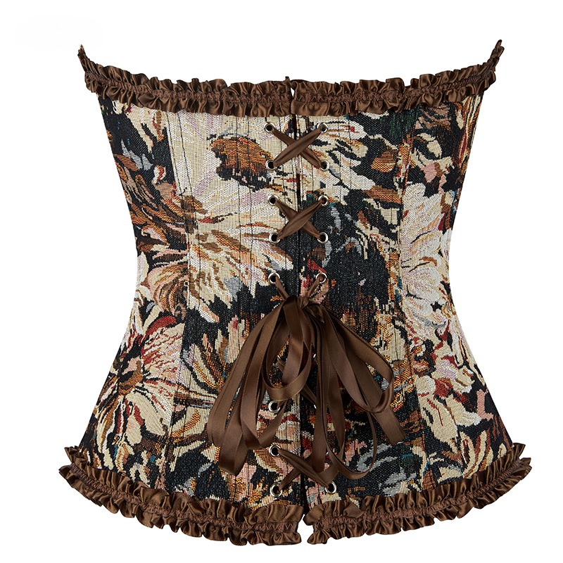 HKRXEC Floral Corset Bustier Top in Cream