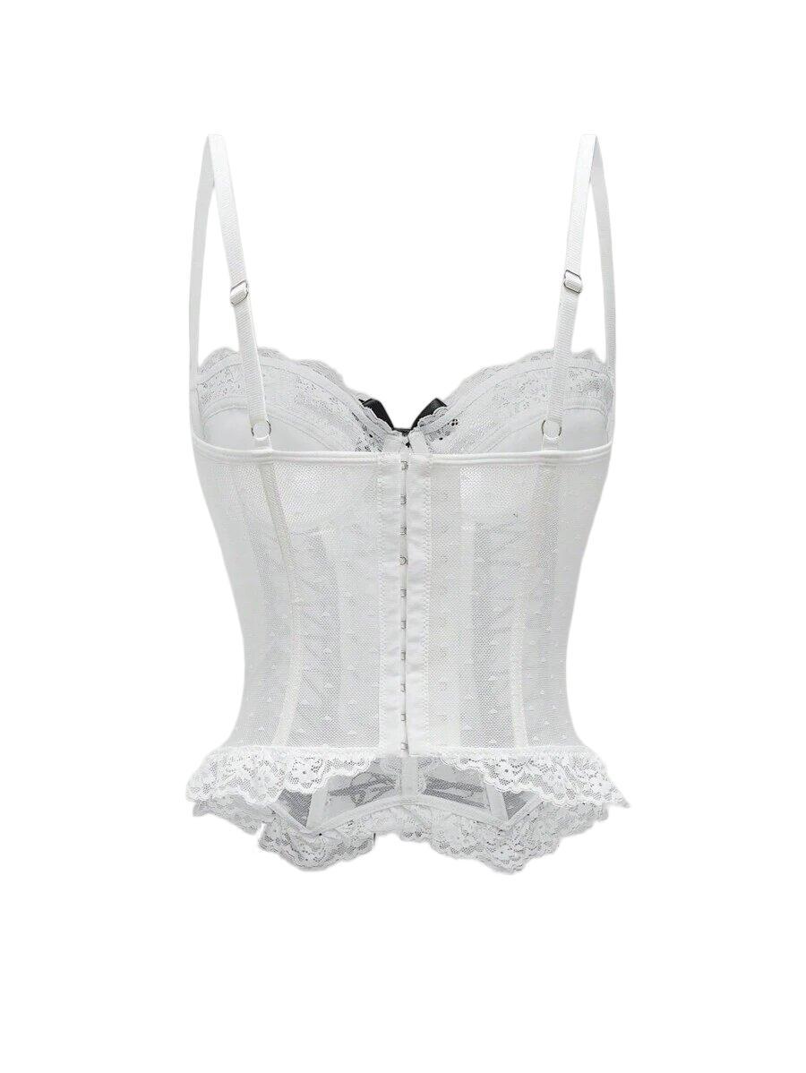 HKRXEC Lace Corset Bustier Top with Garter Straps