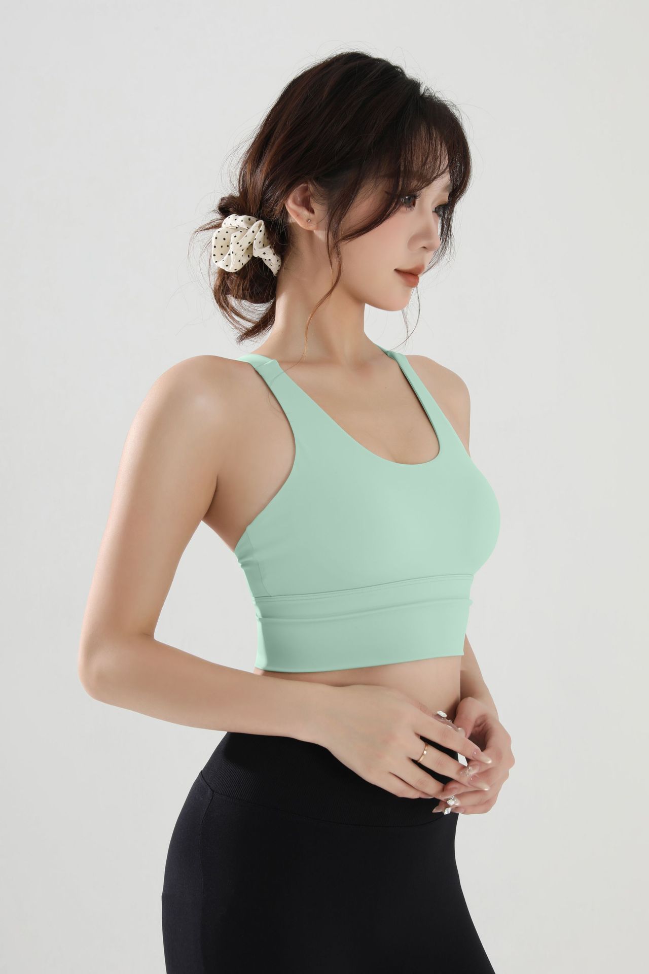 HKRXEC Longline Sports Bra Crop Top in Purple Grey