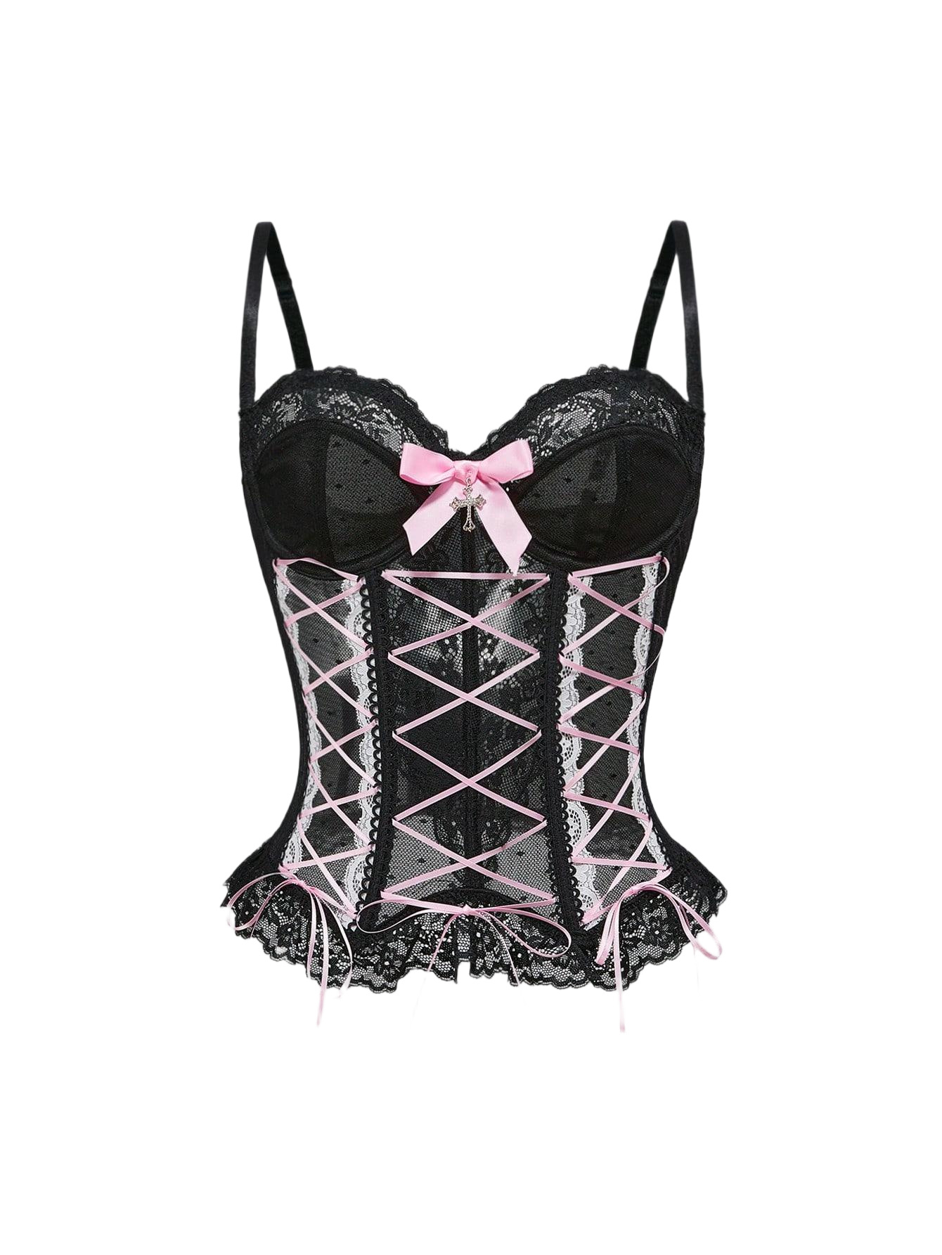HKRXEC Lace Corset Bustier Top with Garter Straps