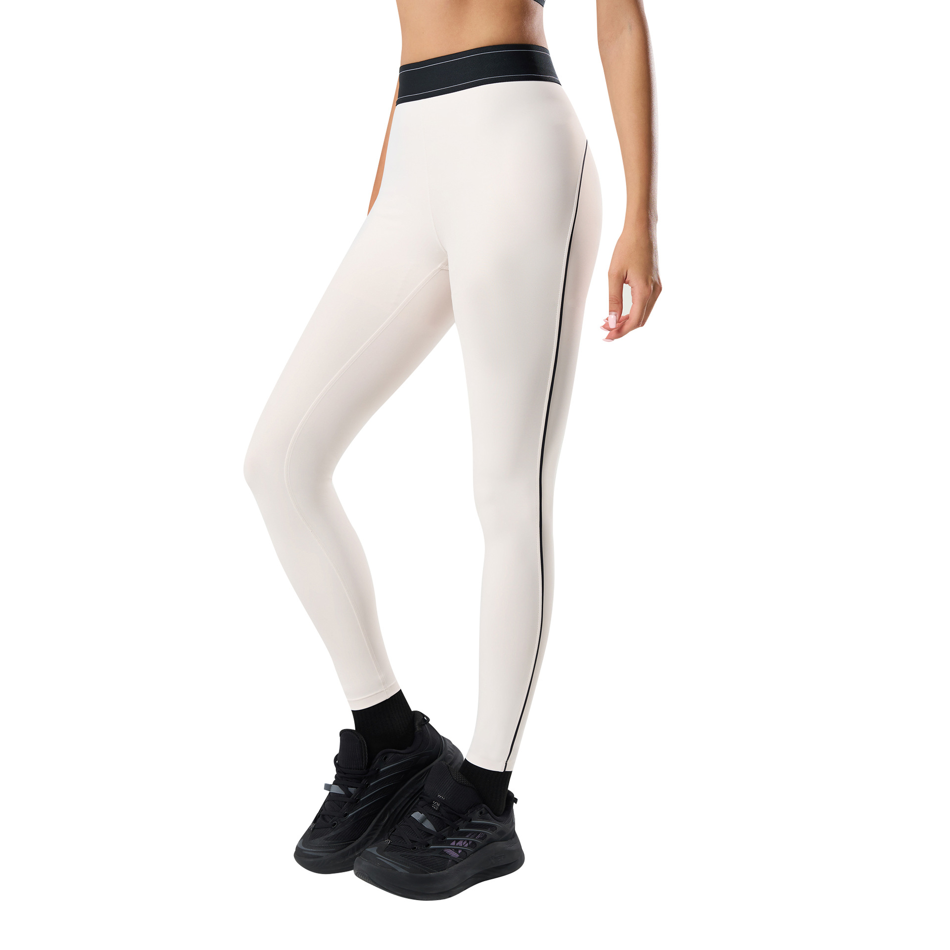 HKRXEC High-Waist Sculpting Leggings with Side Stripe
