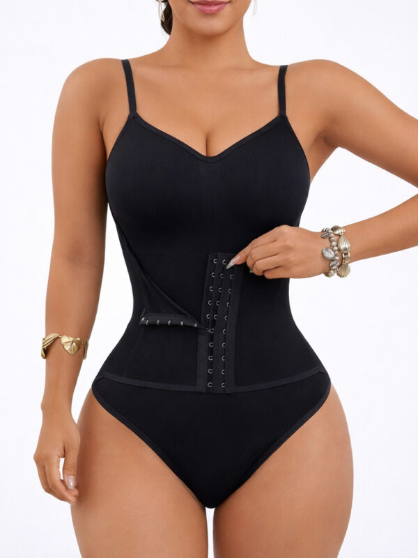 Seamless Spaghetti-Strap Waist-Cinching Thong Bodysuit
