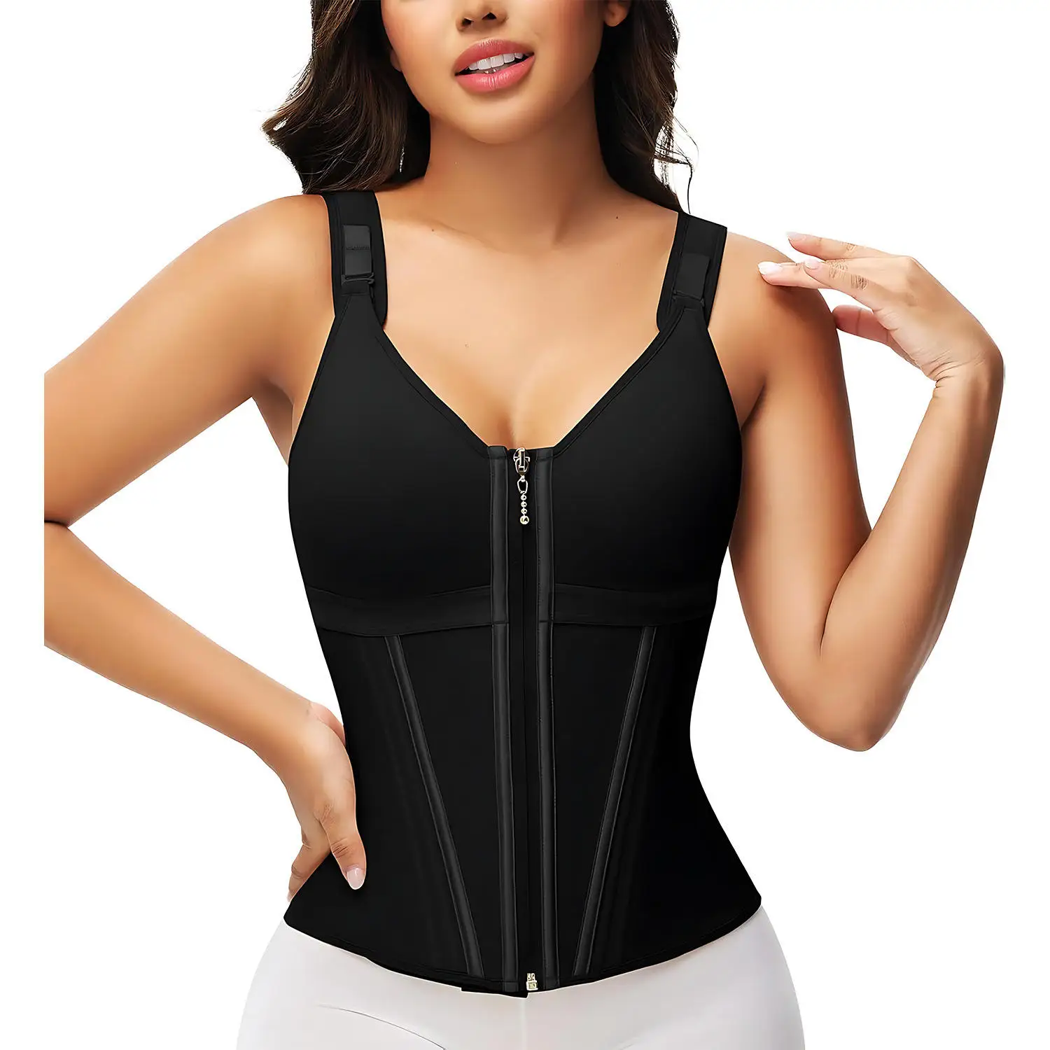 HKRXEC Zip-Front Structured Waist Trainer Vest