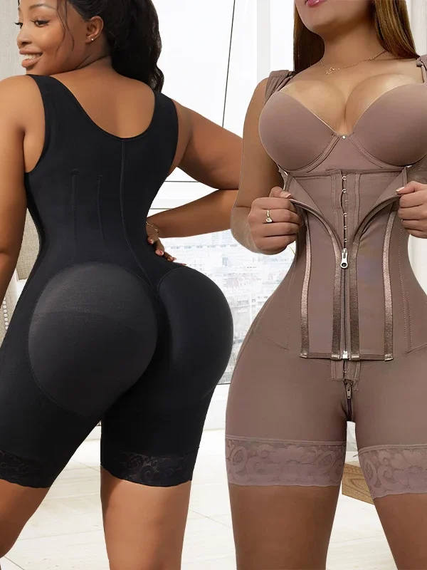 Open-Bust Mid-Thigh Shaping Bodysuit with Built-In Shorts