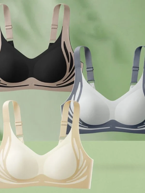 Seamless Contrast-Trim Wireless Everyday Support Bra