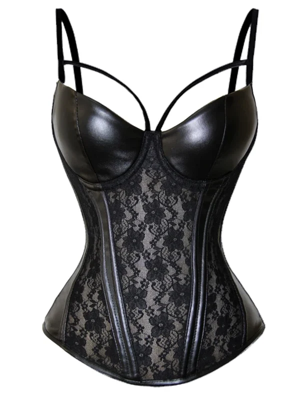 Lace Panel Corset Bustier Top with Straps