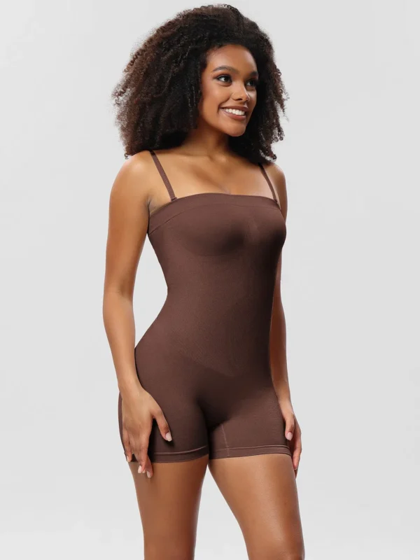 Seamless Spaghetti-Strap Shaping Bodysuit – Dark Brown