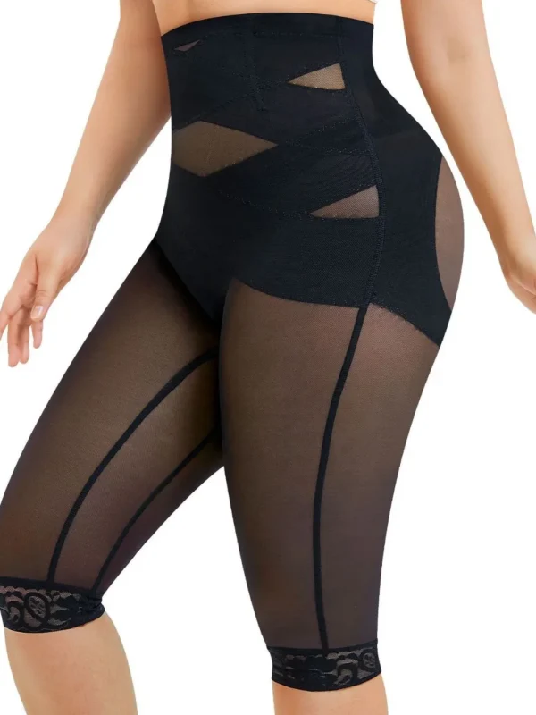 High-Waist Mesh Panel Mid-Calf Shaping Leggings