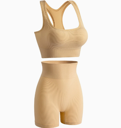 HKRXEC Sports Bra and High-Waist Shaping Shorts Set