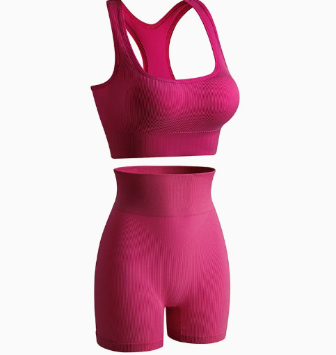 HKRXEC Sports Bra and High-Waist Shaping Shorts Set
