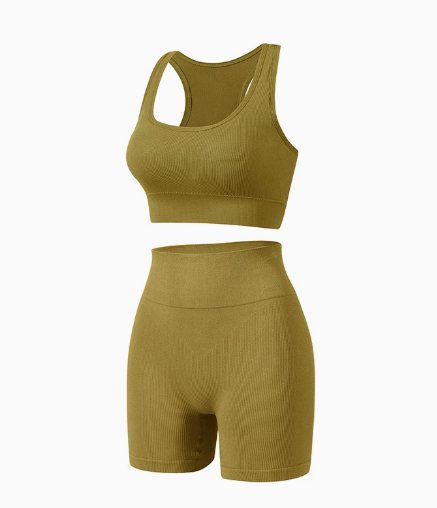HKRXEC Sports Bra and High-Waist Shaping Shorts Set