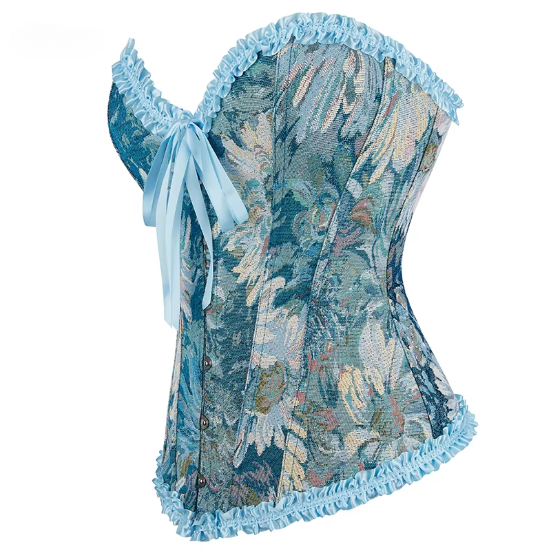 HKRXEC Floral Corset Bustier Top in Cream